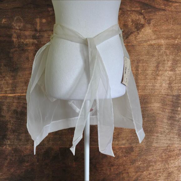 Vintage ENKA Sheer Half Apron White with Fruit Pattern Pockets 1950's - Picture 3 of 9